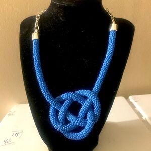 Talbots necklace blue twisted pretzel love knot silver 16 inches